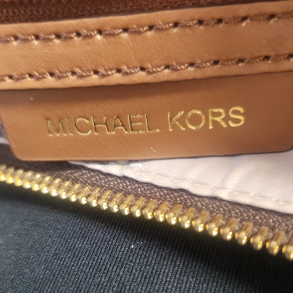 Michael Kors Dark Brown and Tan Crossbody Bag